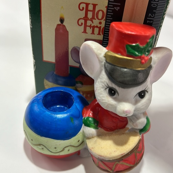 ✨Sold✨Vintage Holiday Friends Bisque Porcelain Candle Holders Set Of Two - Picture 16 of 16